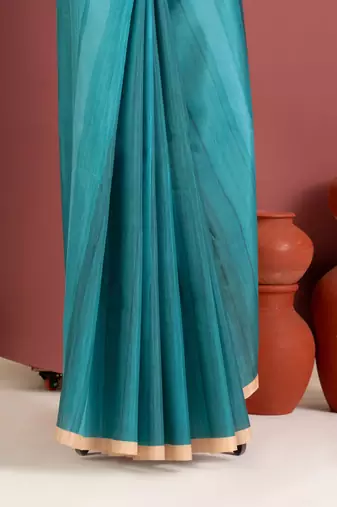 sky blue color tussar art silk saree with plain blouse