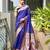 blue color banarasi paithani art silk saree with plain blouse