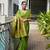 green color banarasi paithani art silk saree with plain blouse