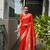 orange color banarasi paithani art silk saree with plain blouse