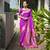 purple color banarasi paithani art silk saree with plain blouse