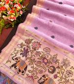 lavender color cotton saree with contrast blouse