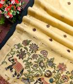 yellow color cotton saree with contrast blouse