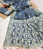 blue color chanderi cotton saree with blouse