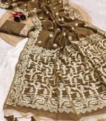 mehendi color chanderi cotton saree with blouse