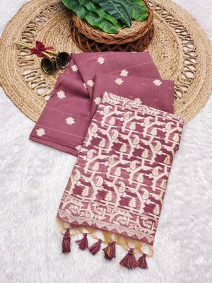 pink color chanderi cotton saree with blouse 2