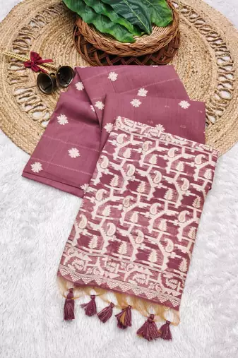 pink color chanderi cotton saree with blouse