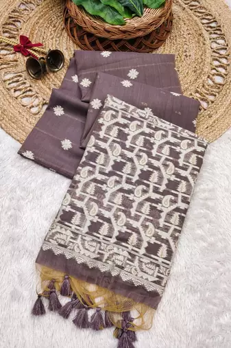 plum color chanderi cotton saree with blouse