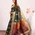dark green color banarasi art silk saree with plain blose
