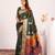 dark green color banarasi art silk saree with plain blose