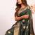 dark green color banarasi art silk saree with plain blose