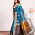 teal color banarasi art silk saree with plain blose