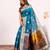 teal color banarasi art silk saree with plain blose