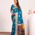 teal color banarasi art silk saree with plain blose