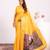 yellow color banarasi art silk saree with plain blose