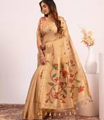 cream color cotton saree with blouse
