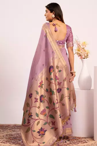 lavender color cotton saree with blouse