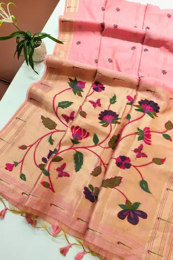 pink color cotton saree with blouse