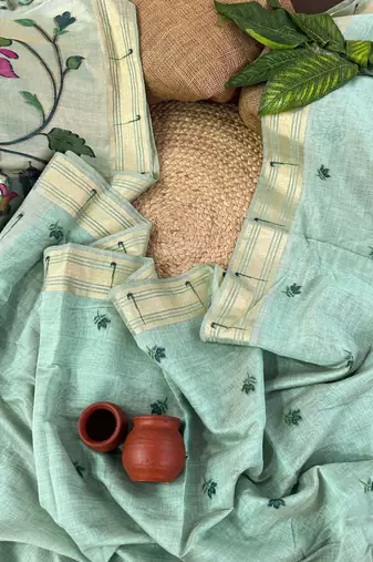 sky blue color cotton saree with blouse