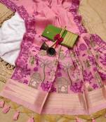 pink color chanderi cotton saree with blouse
