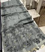 grey color chanderi cotton saree with blouse