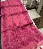 pink color chanderi cotton saree with blouse