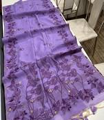purple color chanderi cotton saree with blouse