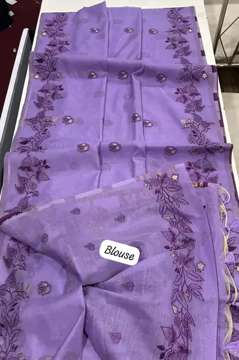 purple color chanderi cotton saree with blouse
