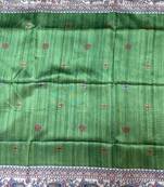 green color tussar art silk saree with blouse
