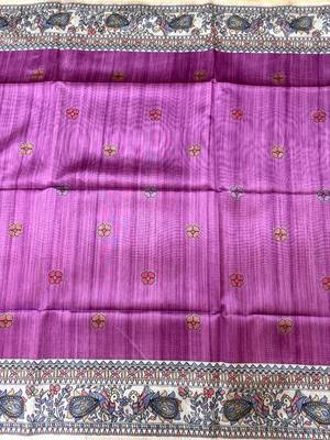 pink color tussar art silk saree with blouse 2