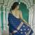 Blue soft linen slub jacuard work designer saree with blouse