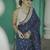 Blue soft linen slub jacuard work designer saree with blouse