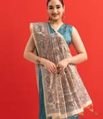 sky blue color tussar art silk saree with blouse