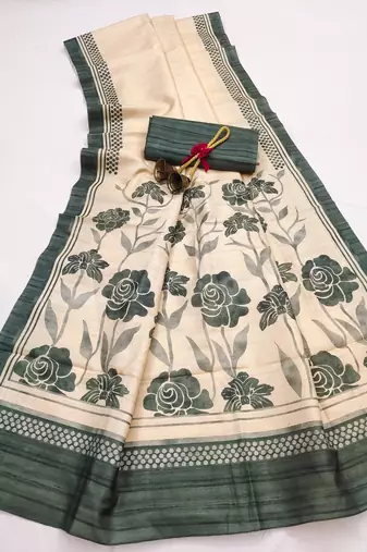 green  color cosmos art silk saree with blouse
