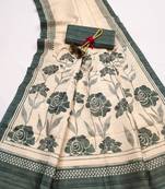 green  color cosmos art silk saree with blouse