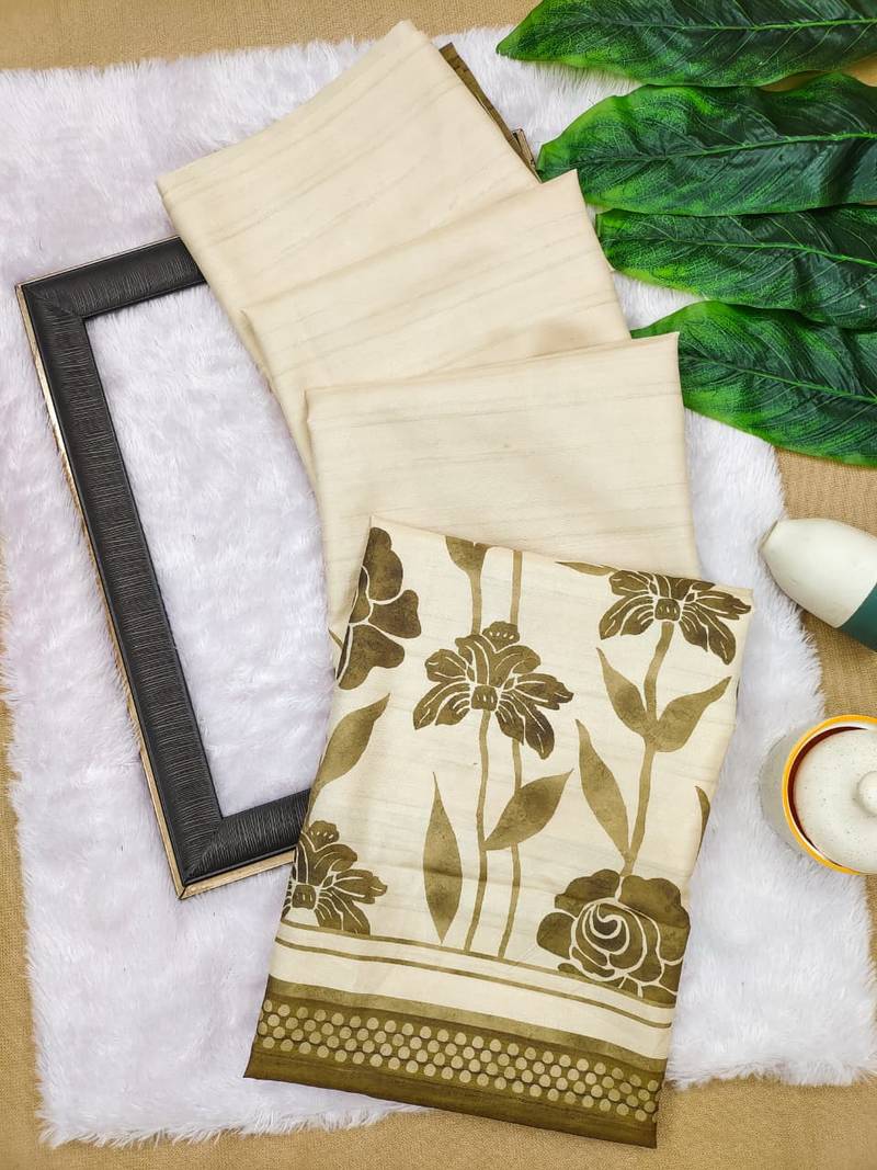 mehendi  color cosmos art silk saree with blouse