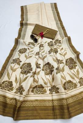 mehendi  color cosmos art silk saree with blouse 2