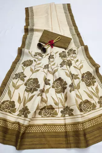 mehendi  color cosmos art silk saree with blouse