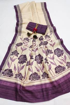 purple  color cosmos art silk saree with blouse 2