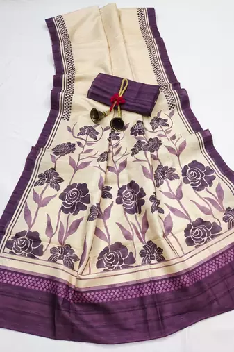 purple  color cosmos art silk saree with blouse