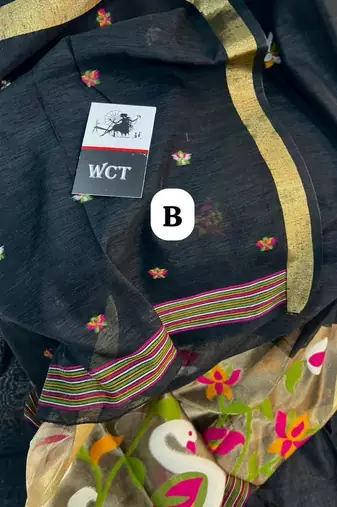  black color linen art silk saree with blouse