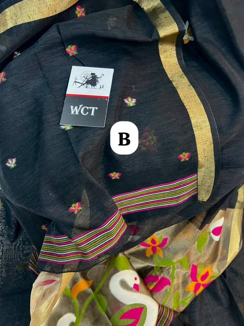  black color linen art silk saree with blouse