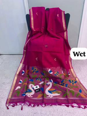  pink color linen art silk saree with blouse 2