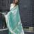Sky blue soft linen slub jacuard work designer saree with blouse