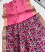 pink color khadi art silk saree with contrast blouse