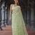 Light green soft linen slub jacuard work designer saree with blouse