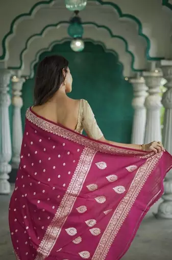 Dark purple linen slub jaquard designer saree with blouse