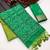 green color printed art silk saree with contrast blouse