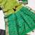 green color printed art silk saree with contrast blouse