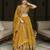 mustard embroidered vichitra lehenga choli set